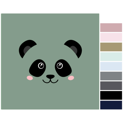 Canvasdoek panda groen