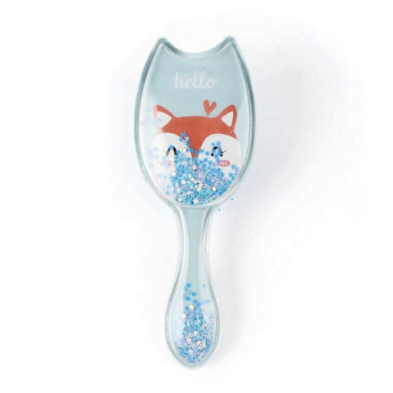 Haarborstel vos blauw mini