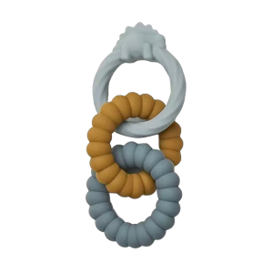 Siliconen bijtring ringen  XL camel/blauw