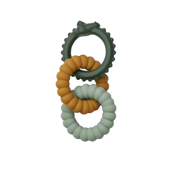 Siliconen bijtring ringen XL camel/groen