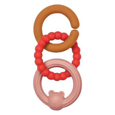 Siliconen bijtring ringen camel/rood/roze