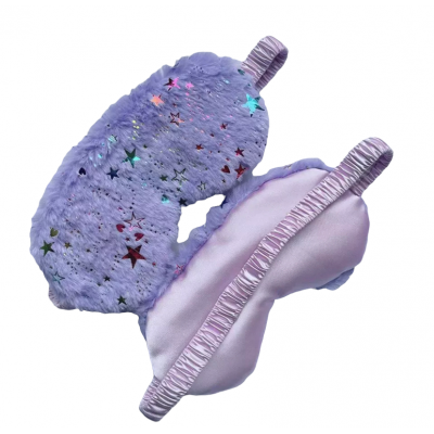 Slaapmasker fluffy paars met sterren
