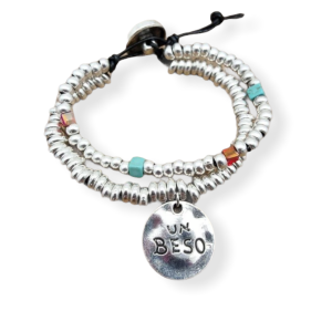 Schakelarmband zilvekleurige kralen