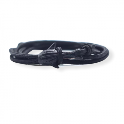Zwarte knoop armband met haaiensluiting zwart