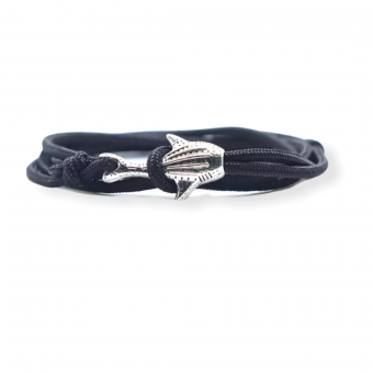 Zwarte knoop armband met haaiensluiting zilverkleurig