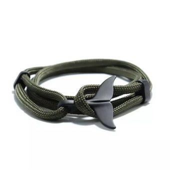 Groene knoop armband met haaienvinsluiting zwart