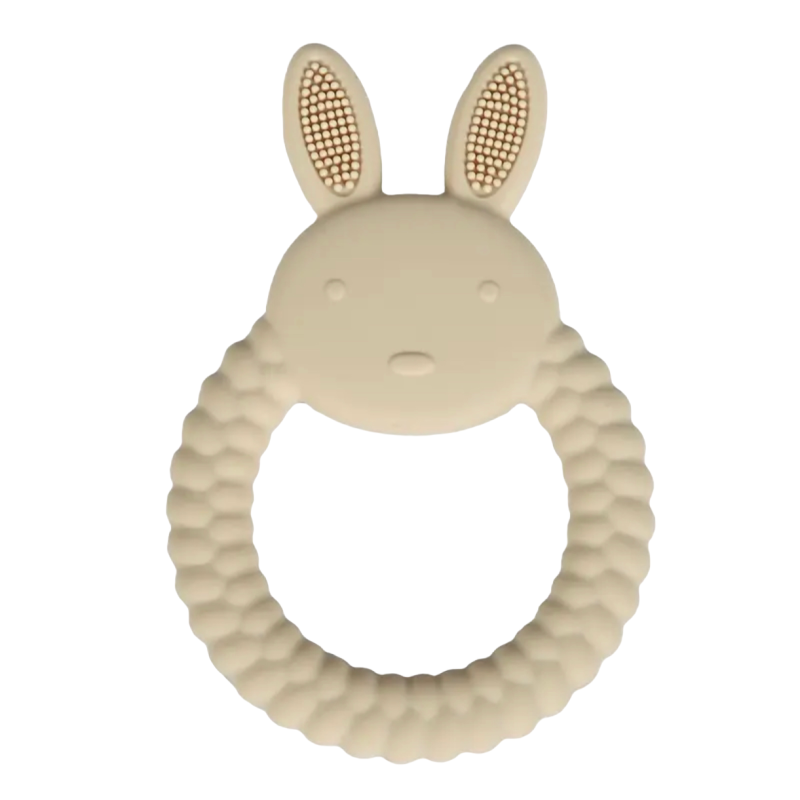 Siliconen bijtring konijn creme