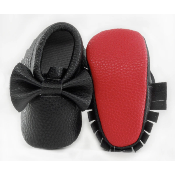 Baby slofjes zwart strik