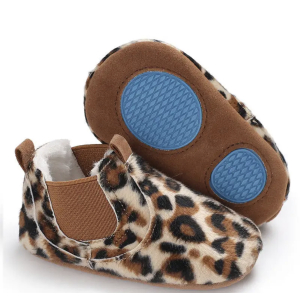 Baby slofjes luipaardprint elastiek