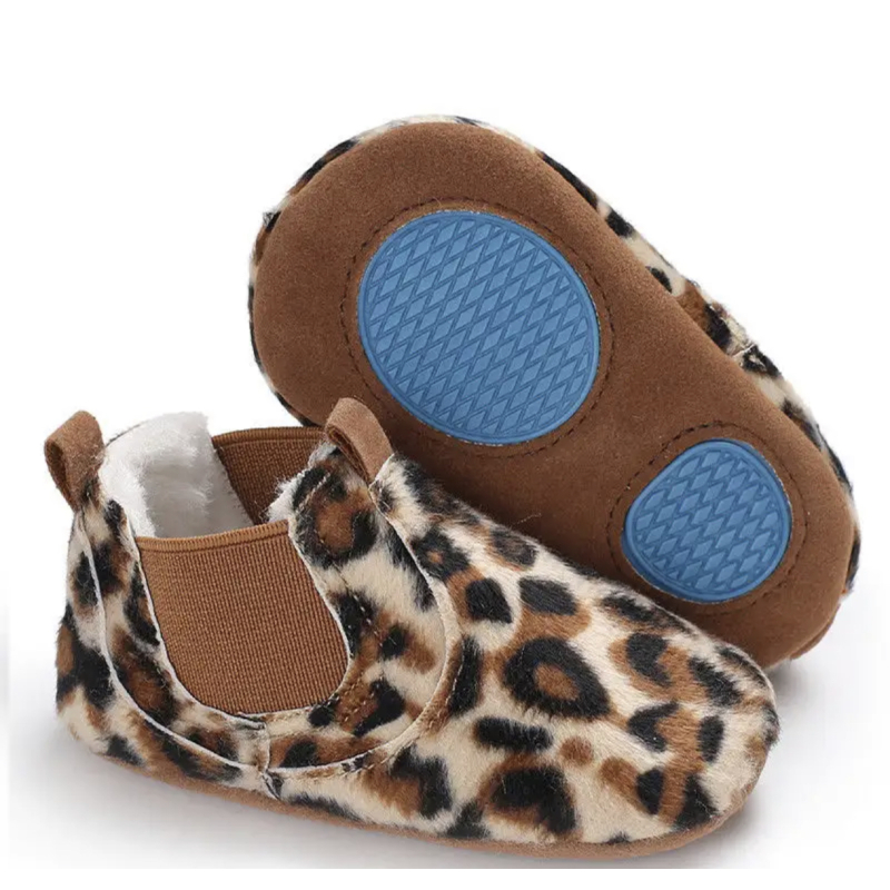 Baby slofjes luipaardprint elastiek