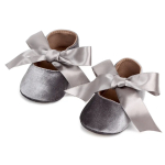 Baby slofjes grijs satijn strik