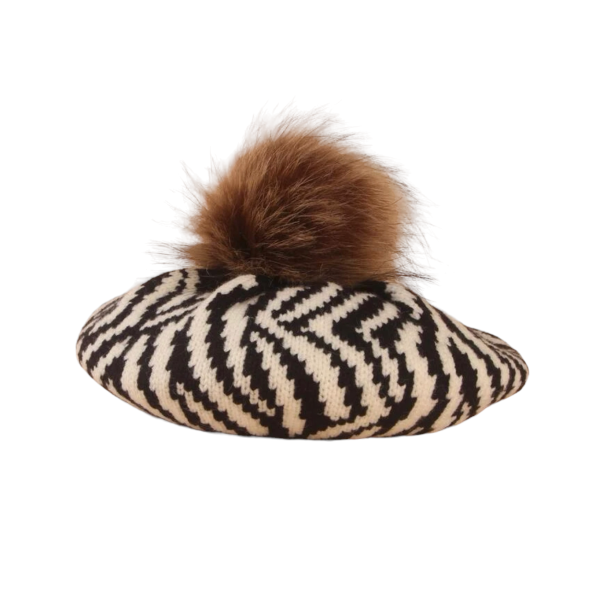 Kinder baret zebra met pompom