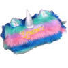Etui / make-up tasje fluffy unicorn regenboog