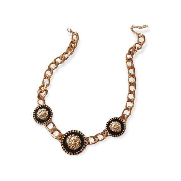 Grote goudkleurige ketting met leeuwenkoppen