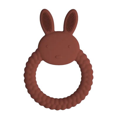 Siliconen bijtring konijn chocolade