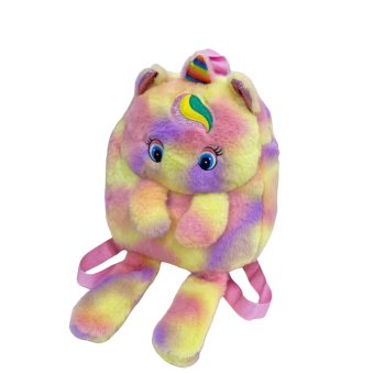 Rugtas unicorn fluffy geel/roze