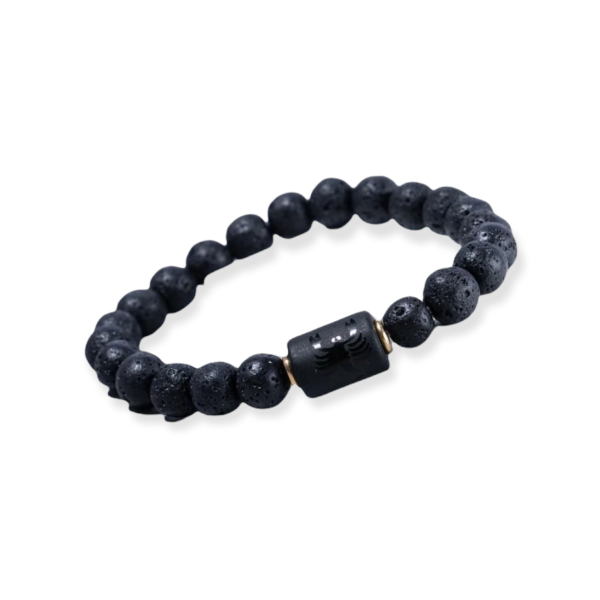 Zwarte kralen armband met bedel sterrenbeeld Schorpioen