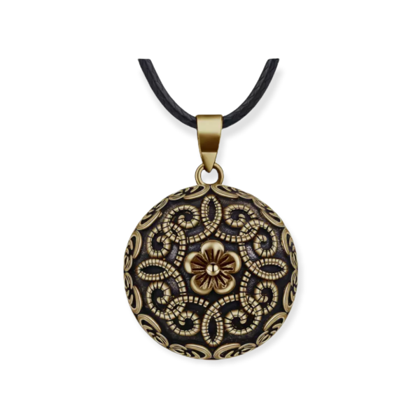 Zwangerschapsketting/Bola met koperkleurige vintage bloem