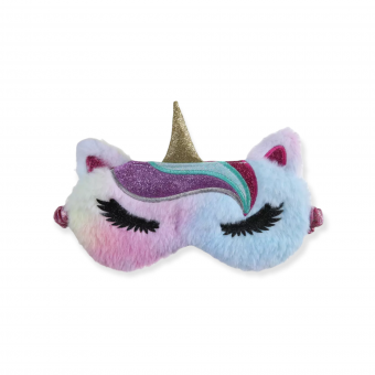 Slaapmasker Unicorn glitter roze/wit