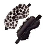 Slaapmasker fluffy stippen bruin/zwart