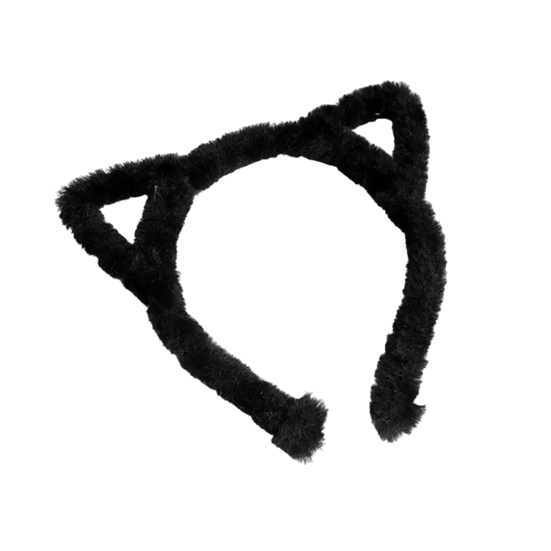 Haarband fluffy oortjes zwart
