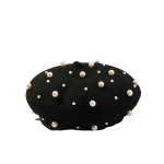 Kinder baret zwart met parels