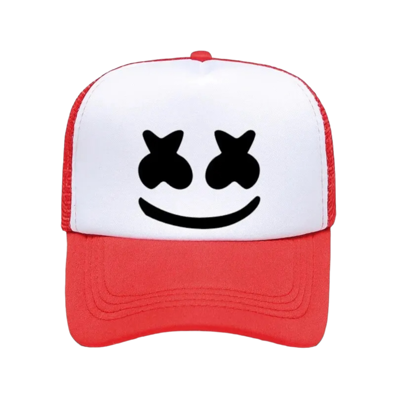 Kinder baseball pet smiley rood
