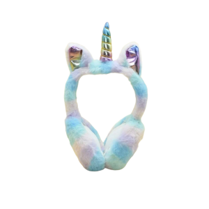 Oorwarmers unicorn blauw gestreept