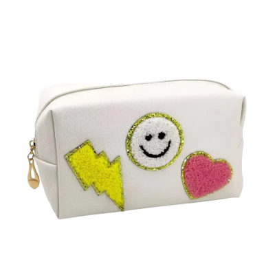 Make-up tas/ toilettas/ etui SMILEY offwhite