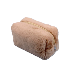 Etui / make-up tasje fluffy lichtbruin