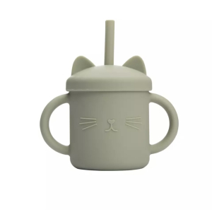 Siliconen beker katje groen