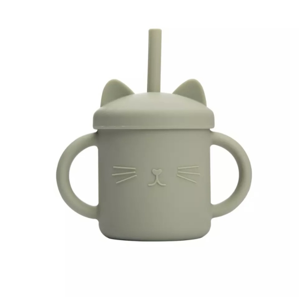 Siliconen beker katje groen