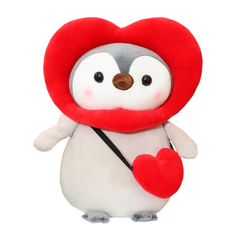 Kawaii knuffel pinguin rood hart