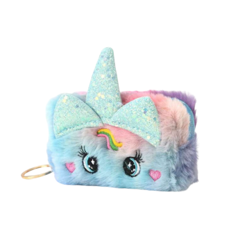  portemonnee fluffy unicorn regenboog blauw/paars