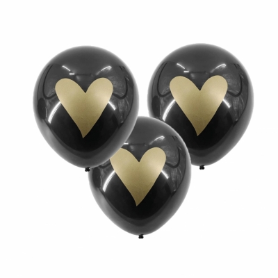 Ballonnen zwart met gouden hart