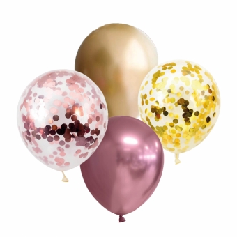 Ballonnen confetti rose/goud
