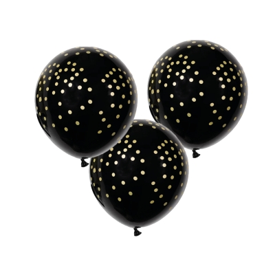 Ballonnen zwart met gouden stip