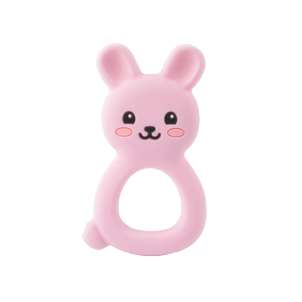 Siliconen bijtring konijn roze