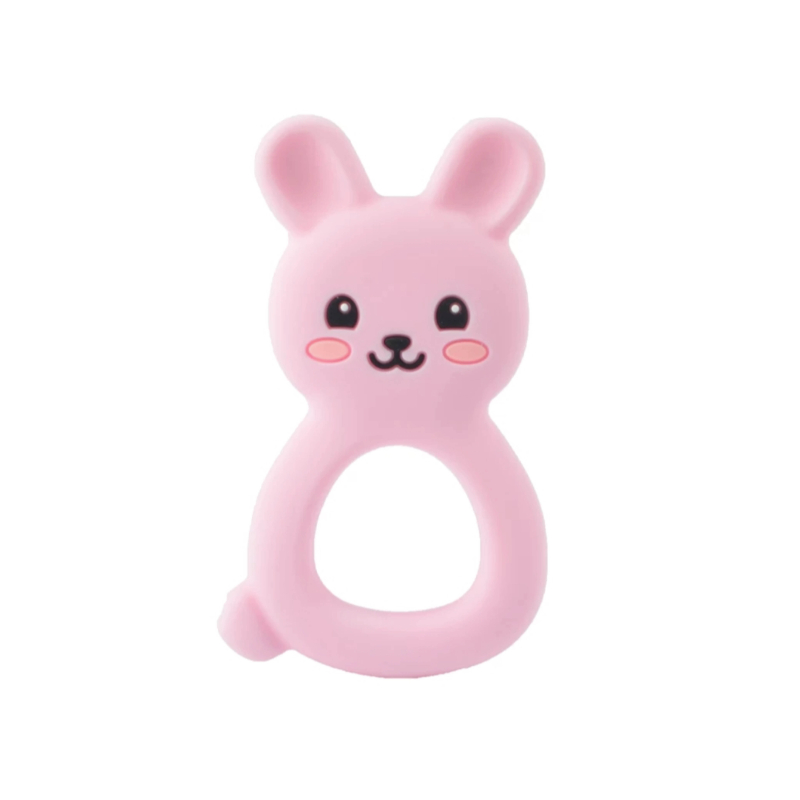 Siliconen bijtring konijn roze