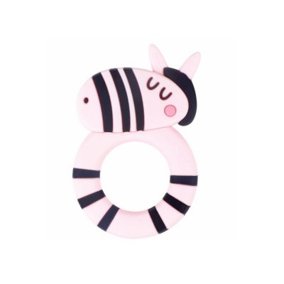 Siliconen bijtring zebra roze Siliconen bijtring zebra roze