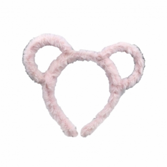 Haarband fluffy oortjes  roze
