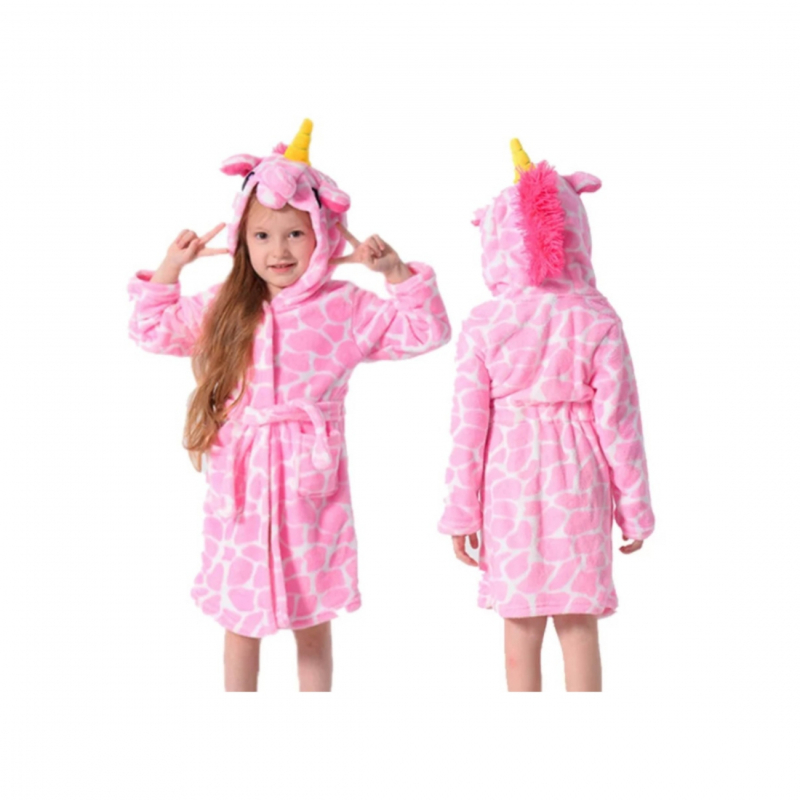 Badjas giraffenprint roze