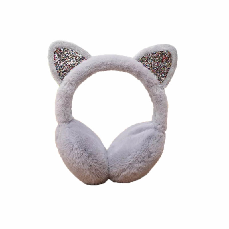 Oorwarmers katje grijs