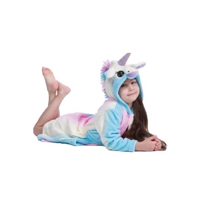 Badjas unicorn rainbow blauw