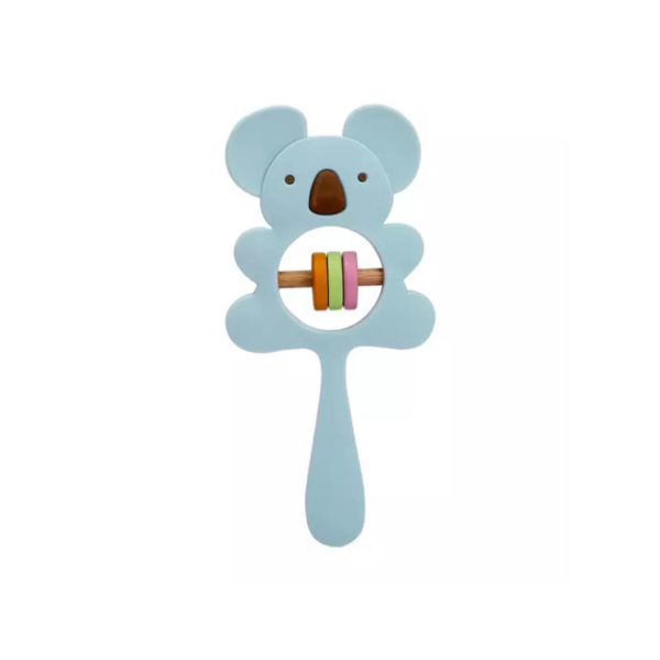 Siliconen rammelaar koala blauw