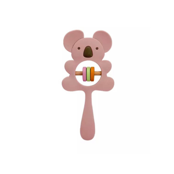Siliconen rammelaar koala roze