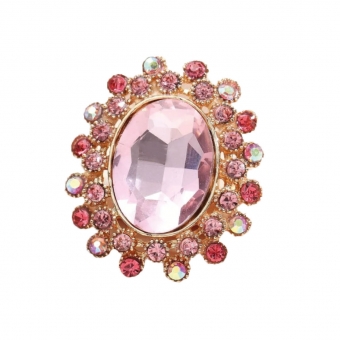 Grote strass ring roze