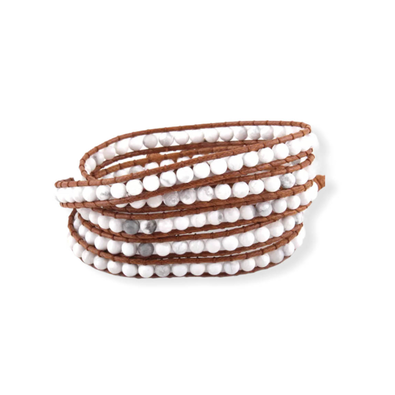 Wikkelarmband witte kralen