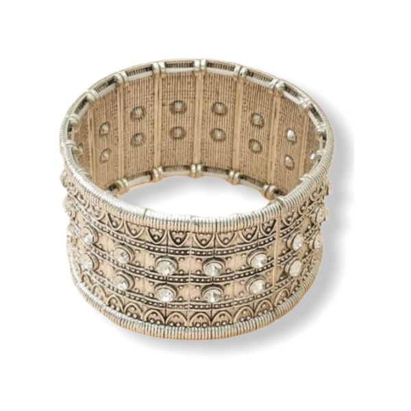 Manchetarmband met strass details zilver