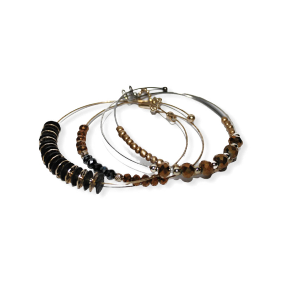 Vier x metalen kralen armbanden bruin